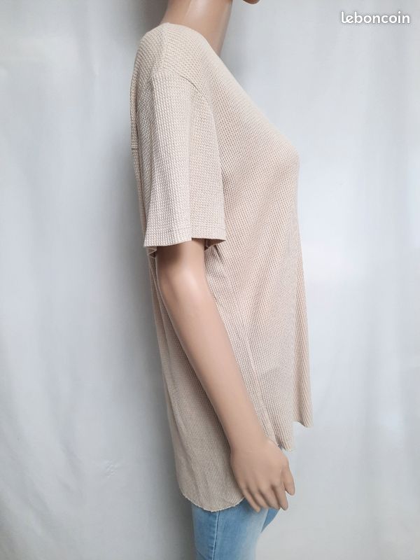 Taille S Zara haut tee-shirt top léger crème beige nid d