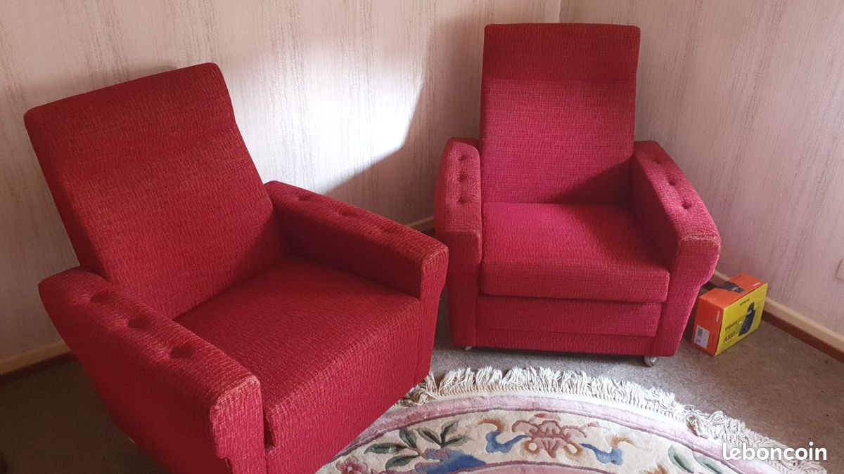 2 fauteuils vintage rouges (image 1)