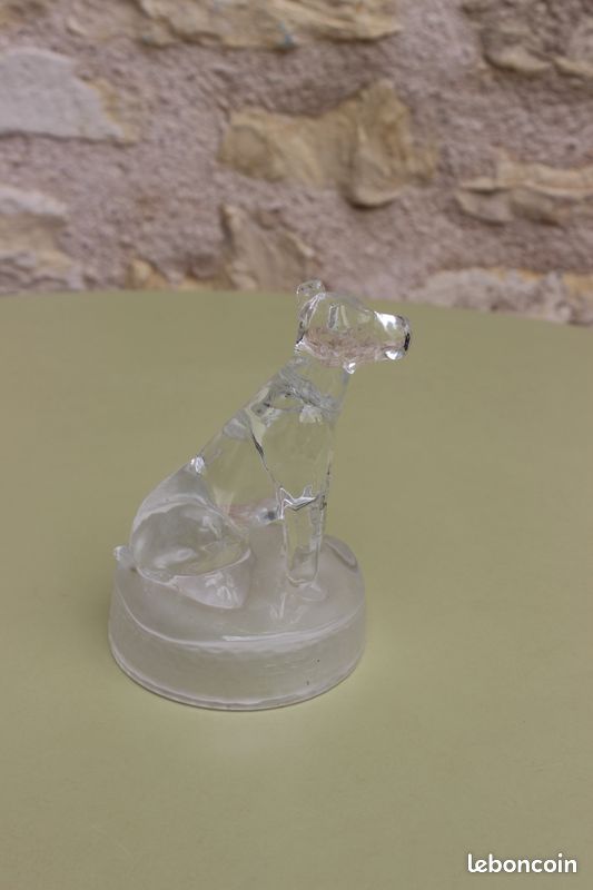 Petit chien en cristal / verre massif · figurine déco vintage · presse-papier (image 2)