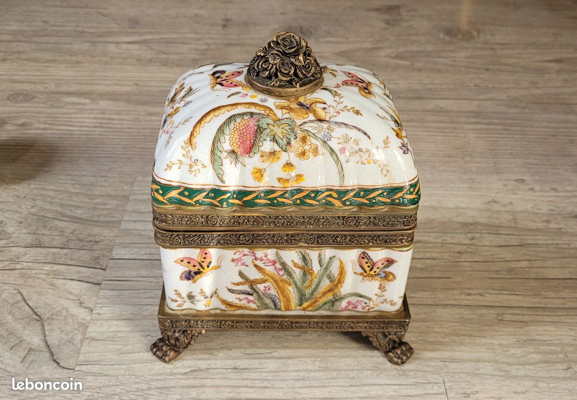 Coffret / boîte à thé Wong Lee en porcelaine et bronze (image 3)
