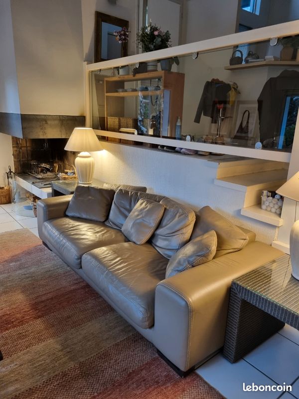 Canapé cuir roche Bobois gris (image 3)