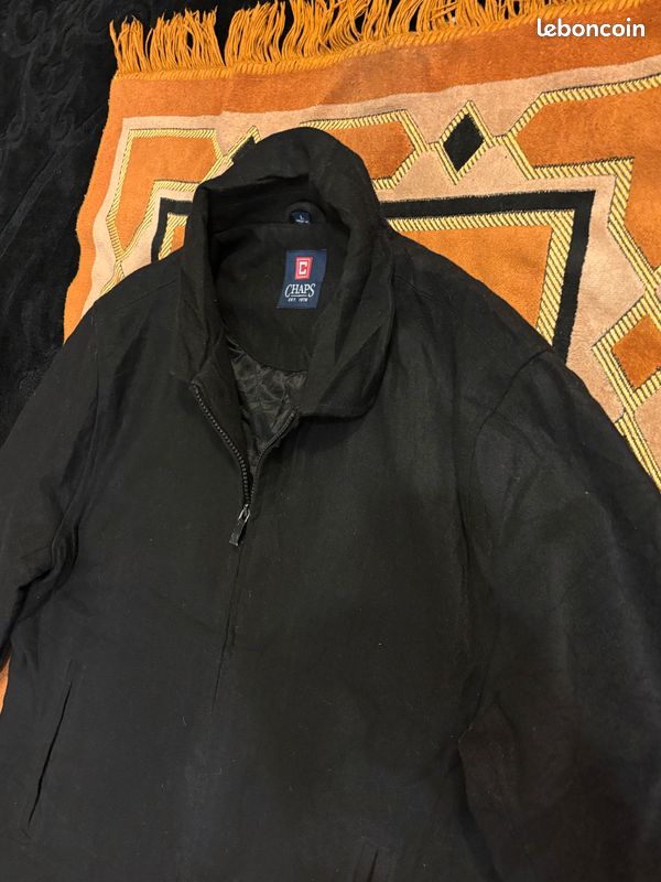 Veste à zip en laine Chaps noire vintage (image 2)