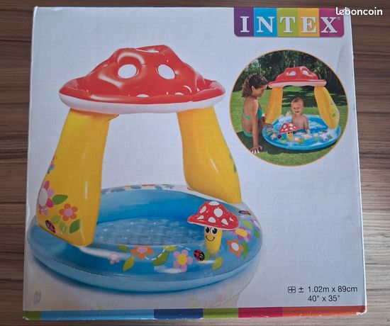 Intex Pataugeoire Champignon Avec Ombrelle – Bassin Gonflable 45L – Pour Bébé De 1 à 3 Ans – Idéal Jardin Et Plage – Hauteur D’Eau 13 Cm