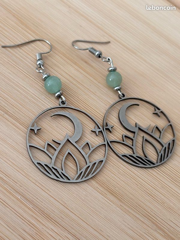Boucles d’oreilles ésotériques aventurine verte (image 2)