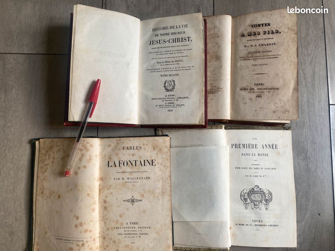 Lot De 4 Volumes Anciens - Reliures Décoratives Romantiques Du XIXe Siècle - Illustrés