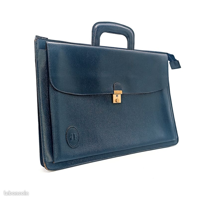 Porte-documents Vintage En Cuir CHIC - Années 40/50 - Style Cartable Homme - Occasion