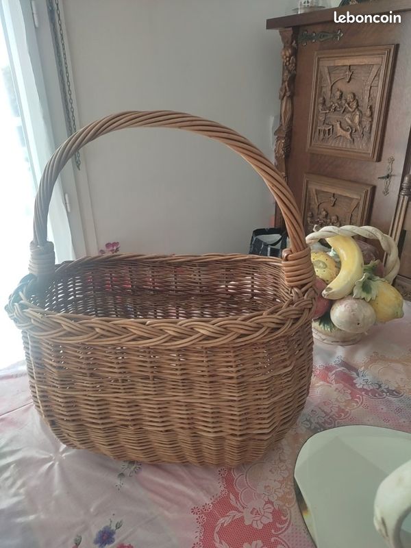 Kadax Grand Panier Osier Ovale Artisanale Main Brun (image 14)