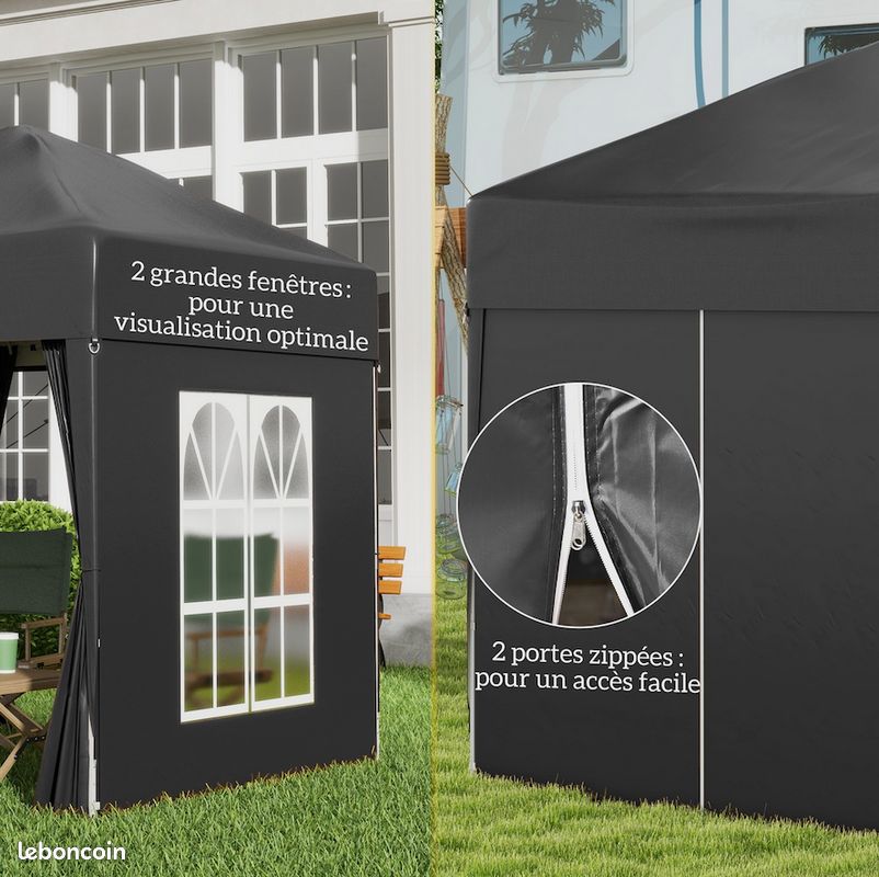 Tonnelle pliante 200x200x240cm Noir - Neuf - Livraison gratuite en France â â â (image 5)