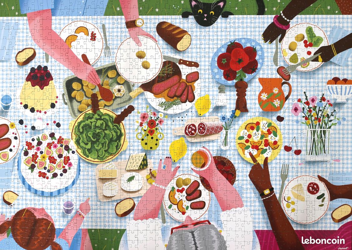 Puzzle 1000 pièces "Repas en famille" marque Janod, Soirée puzzle (image 2)