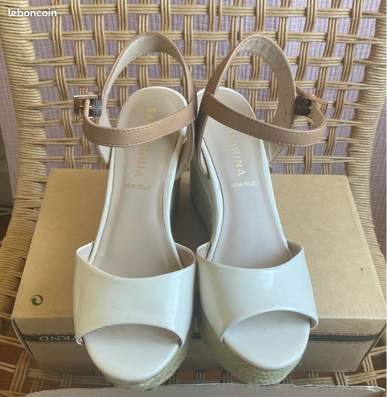 Chaussures talon compensé en corde San Marina blanc quasi neuve (image 6)