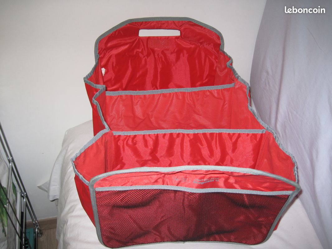 Sac à outils pliable rouge 3 compartiments et 1 filet (image 3)