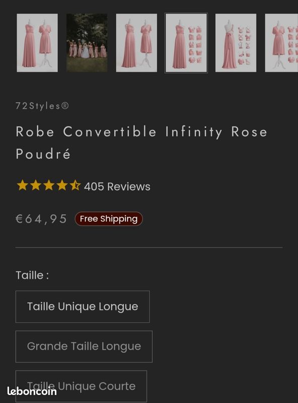 Robe convertible infinité rose poudré (image 3)