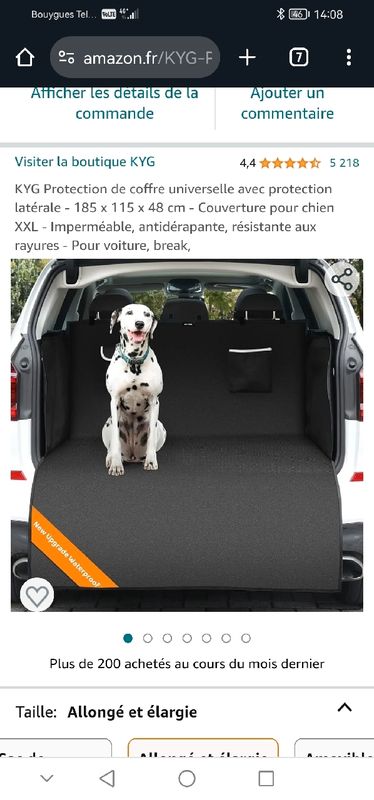 Couverture protection voiture XXL pour chien