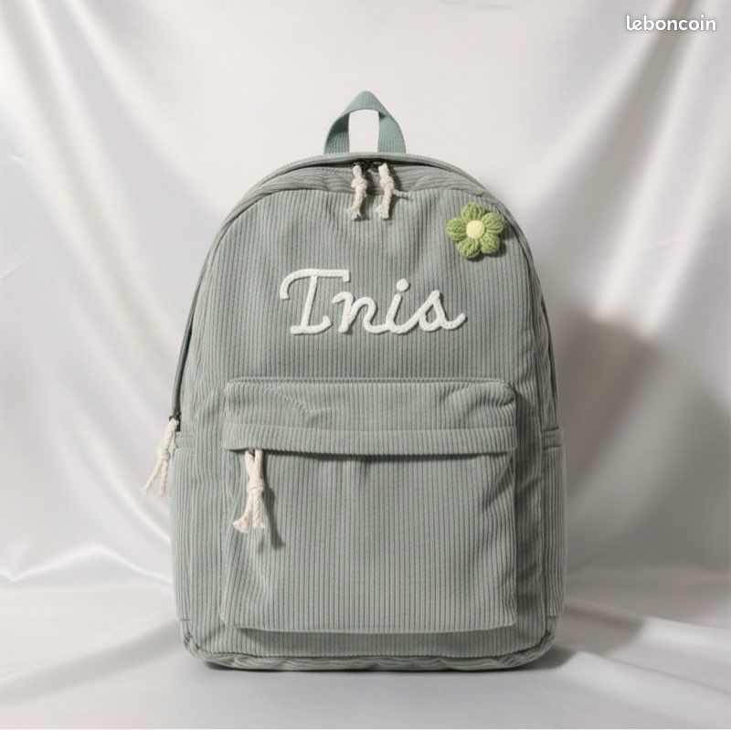 Sac à Dos Enfant Personnalisé Chat Brodé - Cartable Maternelle Primaire Fille Avec Prénom