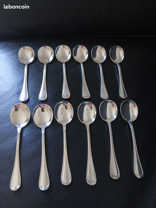 12 cuillères à glace en métal argenté (image 1)