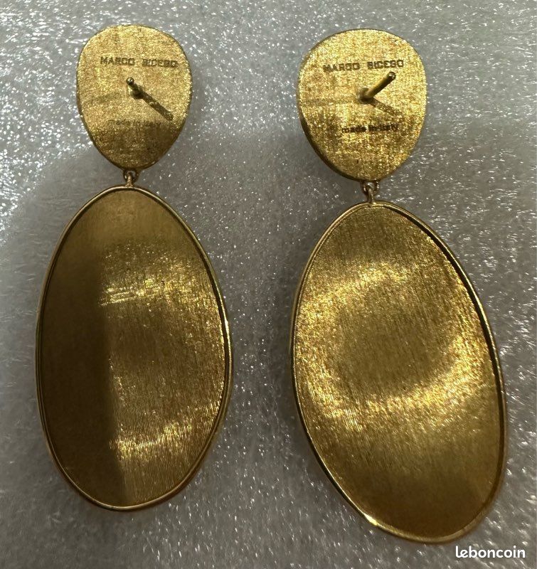 Paire De Boucles D'oreilles En Or Jaune 18K Avec Pierres Lapis-lazuli - Occasion