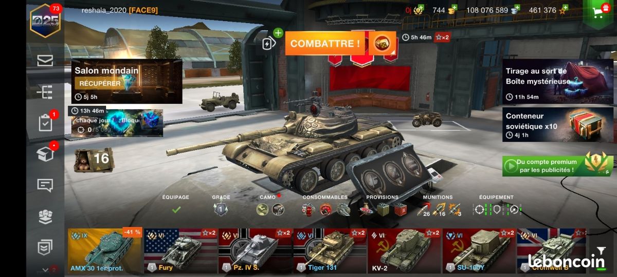 Compte World Of Tanks Blitz (PC) - Très Bon État, Stratégie & Combat