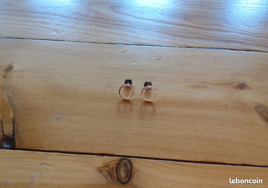 Paire de puces d'oreilles rondes dorées (image 1)