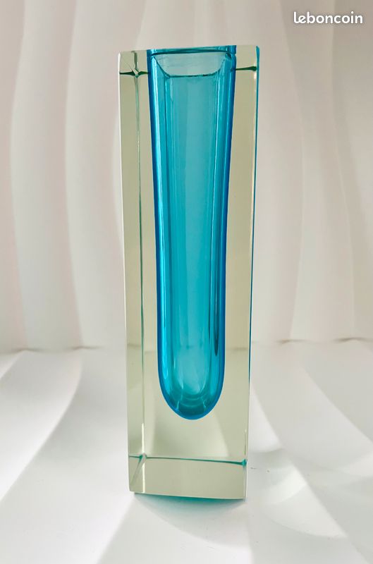 Vase En Verre Vintage Bleu Turquoise - Solifleur, Années 1960 - Occasion, Décoration Rétro
