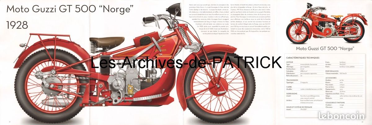 Fiche Dépliant Moto (29x87 cm) INDIAN 1200 Big Chef 1923 MOTO