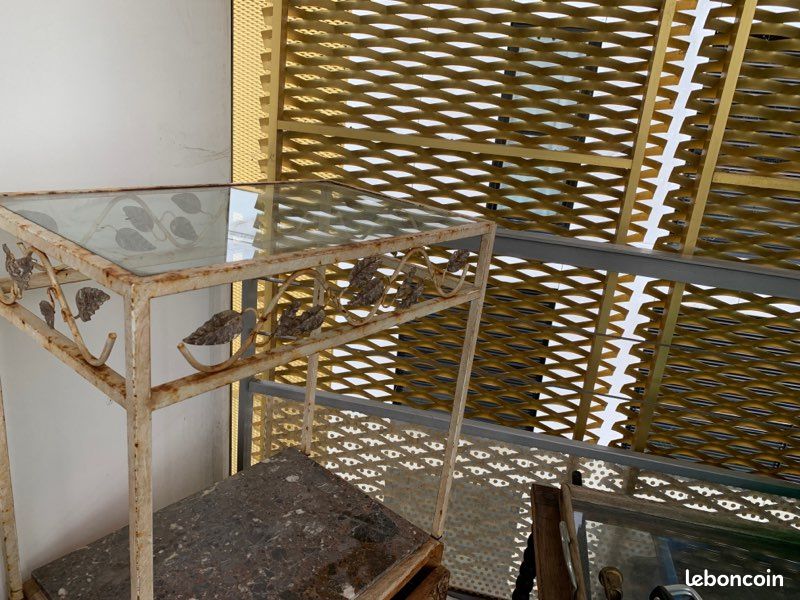 Petite table basse verre et fer forgé (image 2)