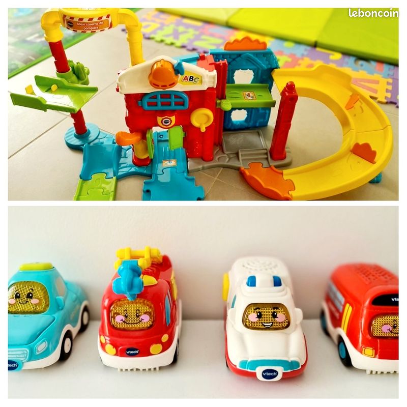 Maxi caserne de pompiers et 4 Tut Tut Bolides VTech jouets voitures (image 1)