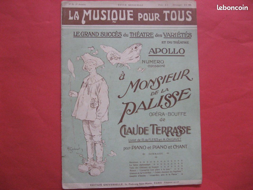 La Musique pour tous;Monsieur de La Palisse;théâtre des Variétés et Apollo; (image 1)