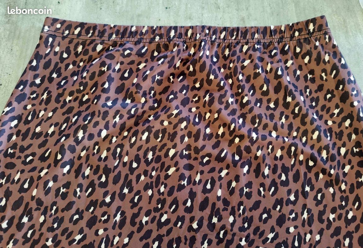 Jupe longue léopard marron femme xxl taille élastique - Vêtements