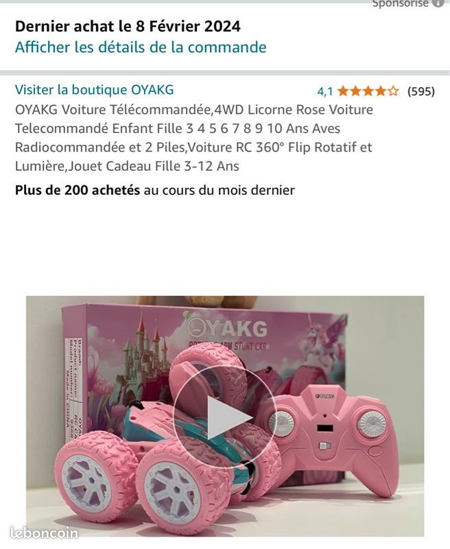 Voiture Télécommandée,4WD Licorne Rose NEUVE Jeux Jouets