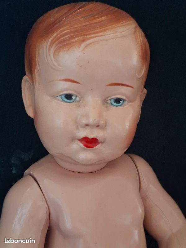 Beau baigneur celluloid blanc petitcollin ? 35 cm (image 4)