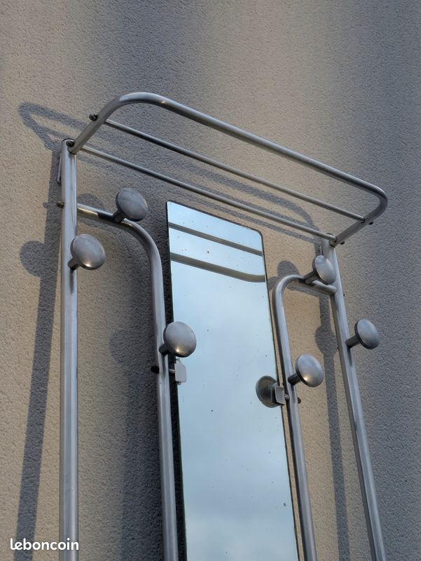 Porte-manteau Mural Art Déco Aubaho 90cm Aluminium Gris - Style Antique - Neuf