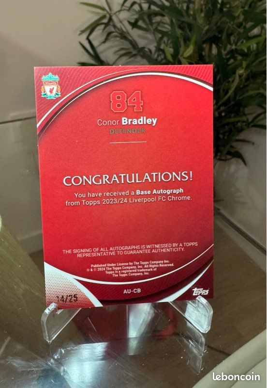 Conor Bradley Auto /25 Topps Chrome Liverpool (image 2)