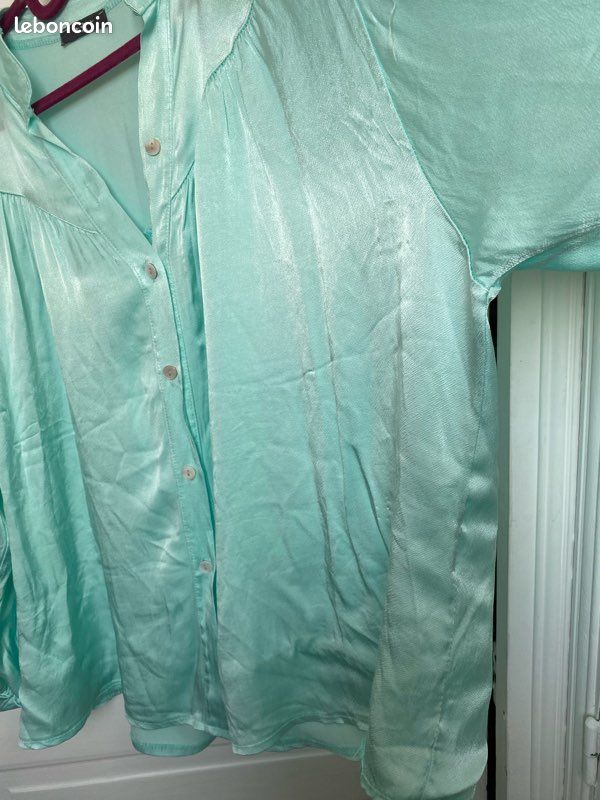 Chemisier Orsay SHIRT Manches 1/2 Vert Turquoise - Taille 40 L, Occasion Très Bon état
