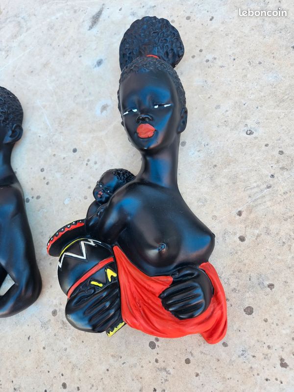 Couple d'africains en plâtre des années 70 (image 4)