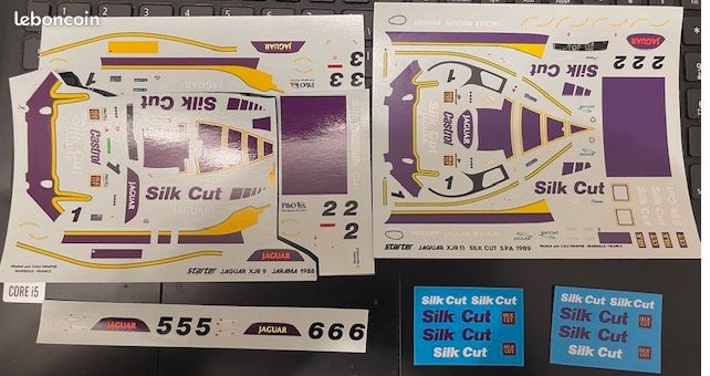 2 planches de décalcomanies au 1/43 pour Jaguar XJR9 et XJR11 Silk Cut (image 1)
