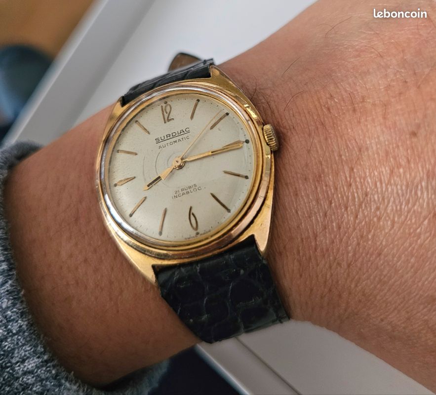 Montre vintage automatique suisse de marque SURDIAC, 36mm (image 1)
