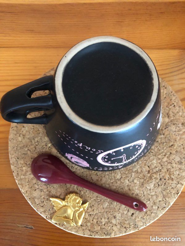 Tasse à soupe, céramique émaillée, artisanat, bol et sa cuillère (image 7)