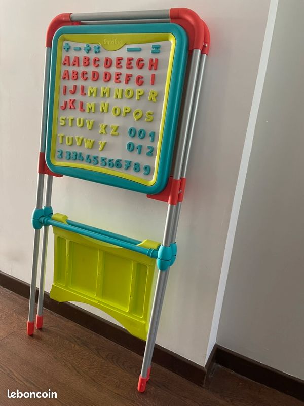 Grand tableau éducatif double face : magnétique et craie - effaçable à sec, en bois - Jeux & Jouets