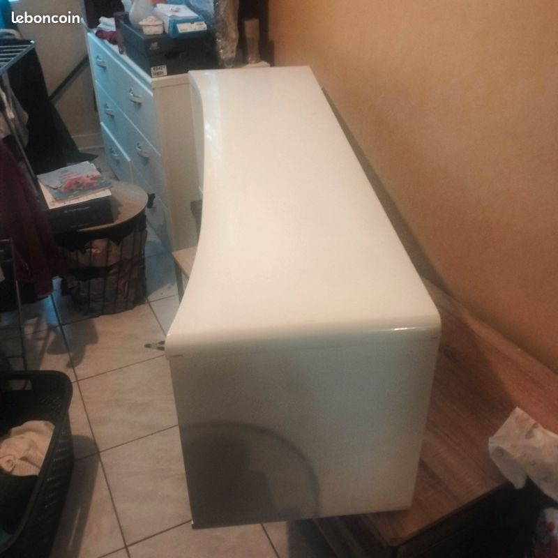 Meuble tv blanc bois laqué (image 1)