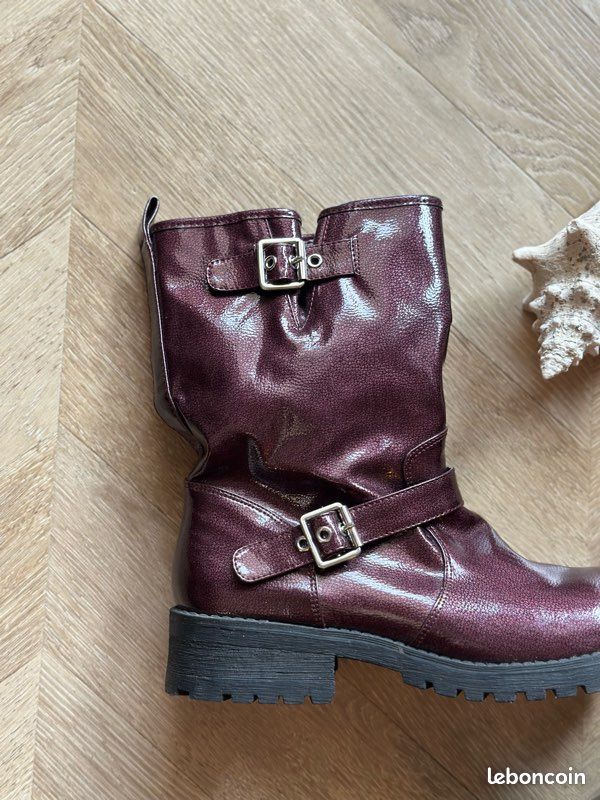 Boots biker bordeaux métallisé – Mellow Yellow – taille 39 (image 5)