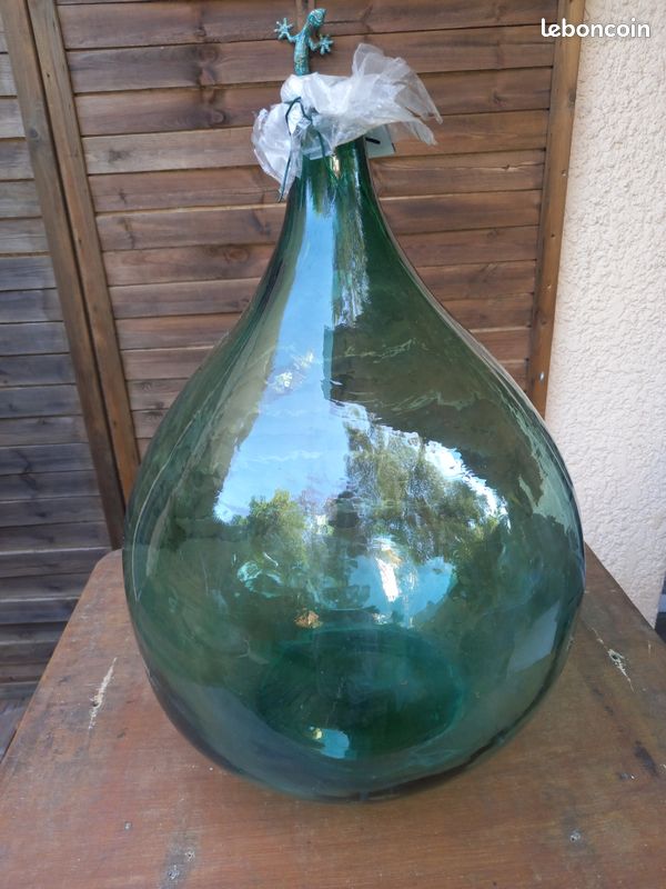Grande Dame-Jeanne Amadeus En Verre Bleu 34L - Vase Déco, Neuf
