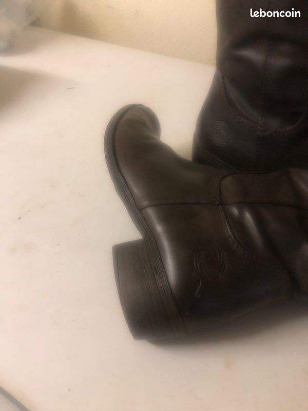 Bottes marron, talons 3 cm fermeture éclair sur la longueur (image 6)