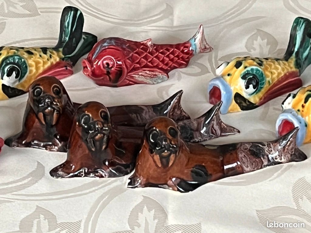 12 Porte Couteaux Art Déco Animalier Vers 1930 Ancien Méta