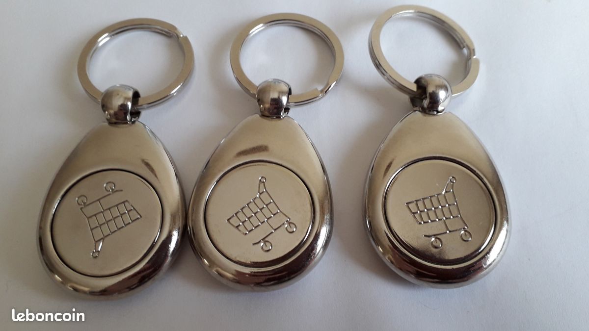 3 portes-clé Autosur en métal avec jeton de caddie aimanté (image 2)