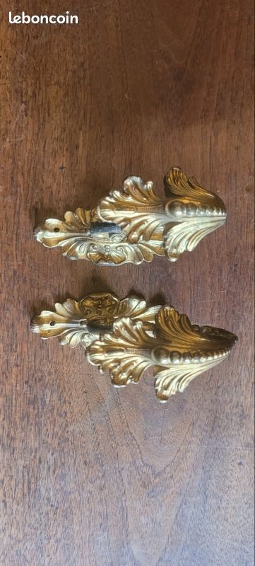 Paire De Gonds D'Embrasse Louis XVI - Laiton Patiné 11 Cm - Rideaux