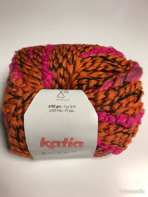 Lot De 3 Pelotes De Laine Katia Panama Orange N°53 - Coton, Aiguille 2,5 - Fabriqué En France