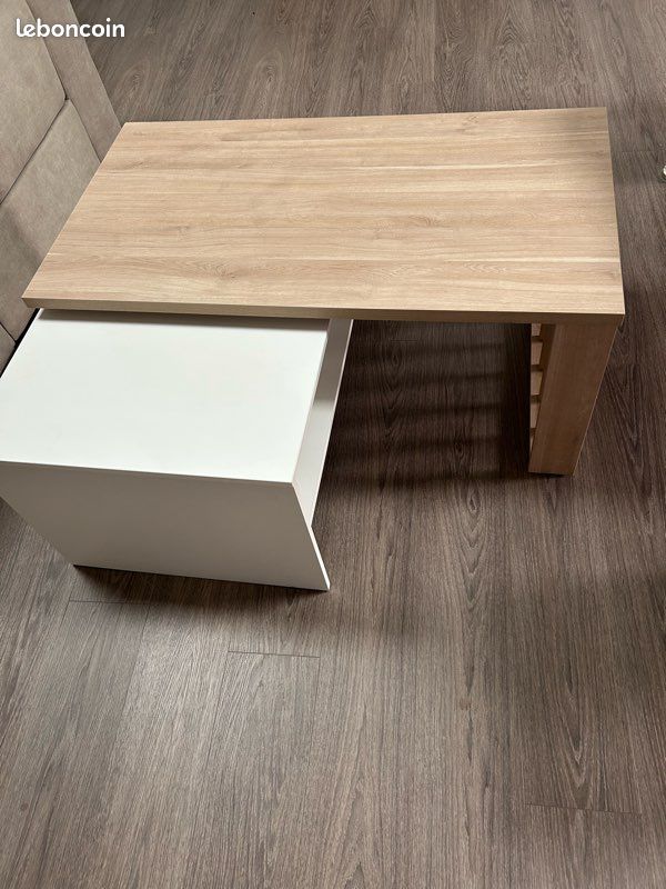 Table basse modulable blanc/bois (image 5)