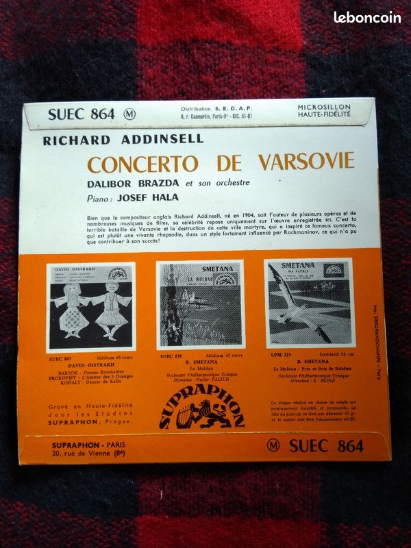 Disque Vinyle "Concerto de Varsovie" 45T (image 3)