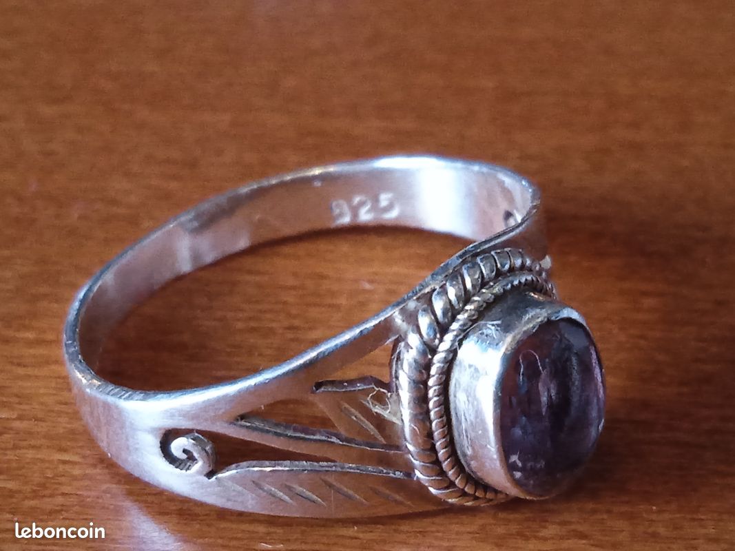Bague En Argent Massif Sertie De Brillants - Taille 54.5 - Occasion Très Jolie, Sans Manque