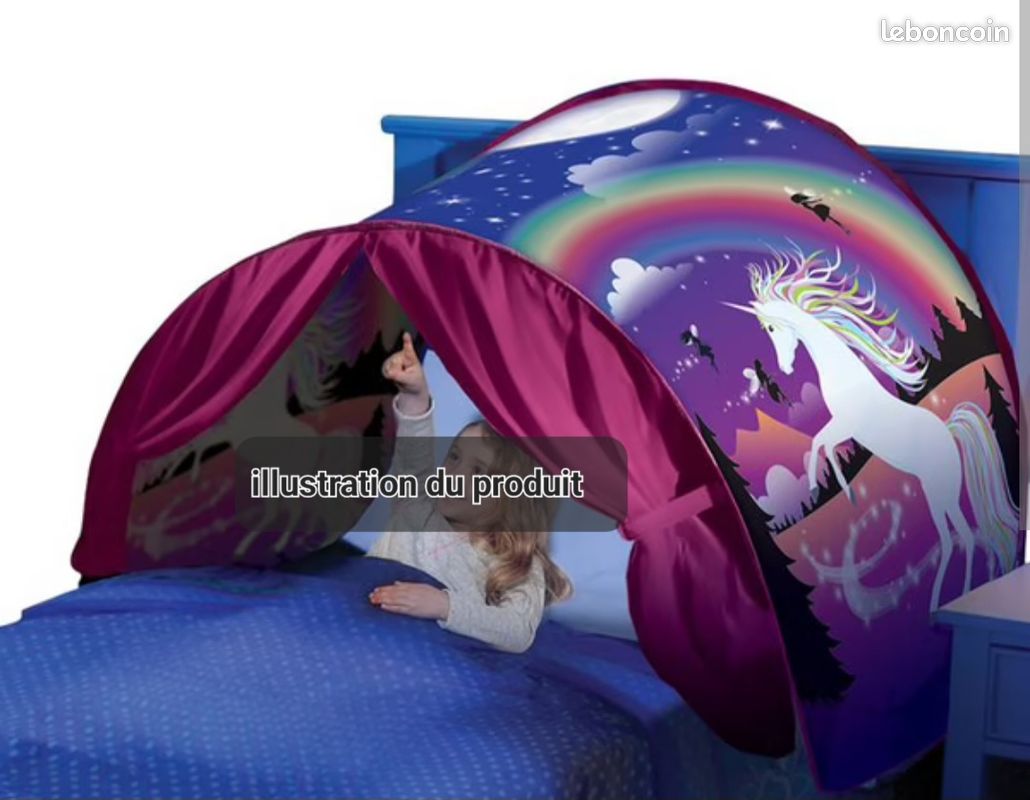 Toile de tente licorne pour lit enfant (image 1)